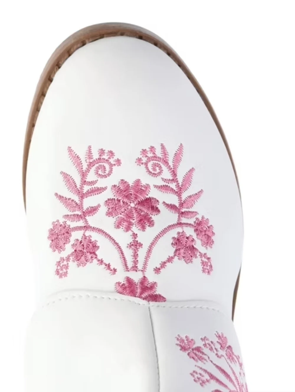 PAWZ White Kids Boots with Pink Glitter Butterfly